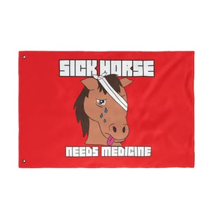 Sick Horse Ketamin Dubbelsidig Flagga Totem - Raveflagga, Festivalbanderoll, EDM Totem, Campingflagga, Ravebanderoll, campingflaggor, skämtgåva