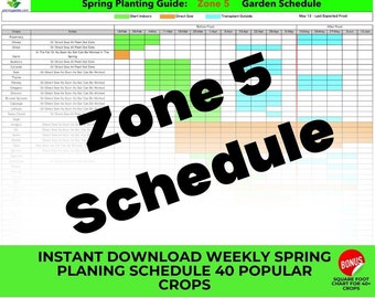 Zone 5 Spring Planting Schedule | Weekly Garden Planner, 40+ Crops (Instant Download)