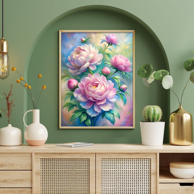 PEONIES LOVE PAINTING - Printable Wall Art, Peonies Painting, Peonies ...
