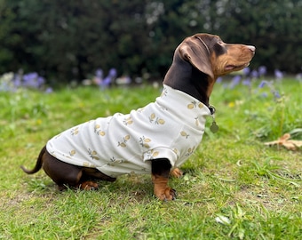 Lemon Print Dachshund Jumper: Handmade Cotton Sausage Dog Clothes
