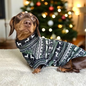 Dackel Weihnachtspullover, Dachshund festliches Outfit, Fair Isle Pullover, Hund Weihnachtsgeschenk