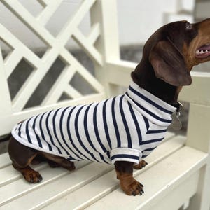 Organic Cotton Dachshund Jumper: Striped Sausage Dog Clothes