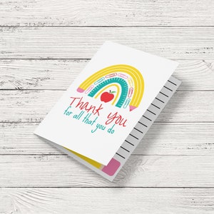 Cartes de remerciement imprimables pour enseignants | Cartes pédagogiques imprimables | de remerciements pour professeur | Carte de remerciement pliable pour enseignant, imprimable