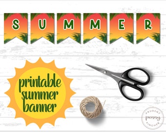 Bannière d'été imprimable | Guirlande d'été imprimable | Décoration d'été imprimable | Bruant d'été | Décoration de cheminée d'été | Bannière d'été imprimable