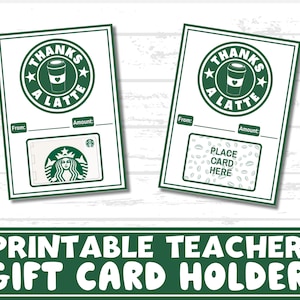 Porta carte regalo per insegnanti / Porta carte regalo / Regalo di apprezzamento per insegnanti / Porta carte regalo stampabile / Porta carte regalo Starbucks