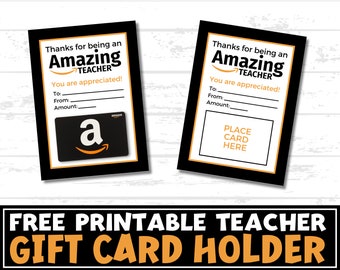 Porte-cartes cadeau pour enseignants | Porte-cartes cadeau | Cadeau pour professeur Amazon | Cadeau de remerciement pour enseignant | Porte-cartes cadeau imprimable | Cadeau de remerciement