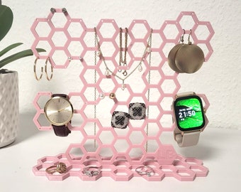 Organisateur de bijoux imprimés en 3D - Structure en nid d’abeille / Support de boucles d’oreilles / Stockage de bijoux imprimés en 3D / Cadeau pour chaque femme / Support à bijoux