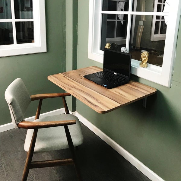 Tavolo pieghevole a parete, tavolo pieghevole di piccolo spazio, tavolo da pranzo pieghevole in legno, tavolo ergonomico, scrivania da studio, scrivania per computer portatile