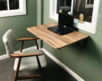 Wall-Mounted Folding Table, Small space foldable table, Wooden Folding Dining Table, ergonomic table, Study desk, Computer Laptop Desk