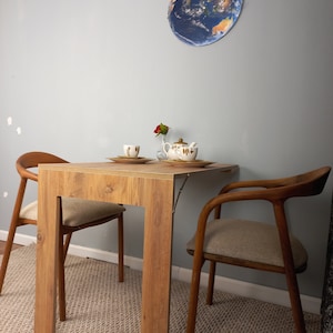 Väggmonterat fällbord, inramat fällbord, fällbart köksbord, platsbesparande matbord, Murphy-skrivbord, anpassningsbart bord, furu bild 7
