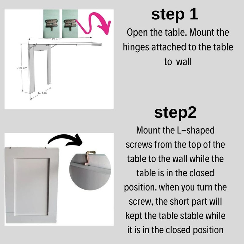 Wall Mounted Folding Table, Framed Folding Table, Foldable Kitchen Table, Space Saving Dining Table, Murphy Desk, Customizable Table, pine image 10