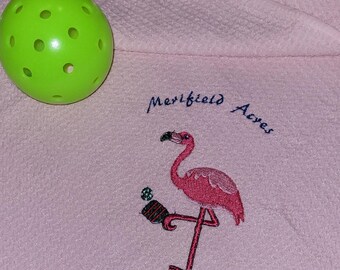 Custom Flamingo Pickleball Towel