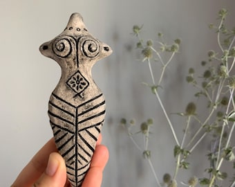 Trypillia ceramic goddess. Clay goddess Mother.
