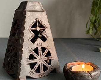 Bougeoir de Noël en céramique.  Julleuchter. Noël.