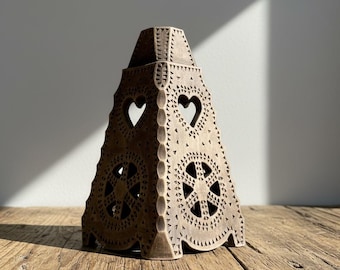 Handmade Ceramic Yule Candle Holder: Scandinavian Julleuchter Lantern – Nordic Decor