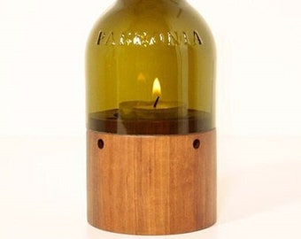 Lanterne photophore avec bouteille de vin en verre vert #2 moyen
