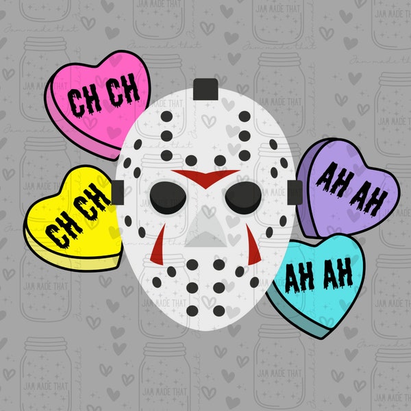 Jason vorhees horror valentine png candy hearts conversation hearts ch ch ah ah spooky digital download png svg design