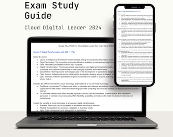 2025 Cloud Digital Leader Certification Exam Study Guide (14 pages) // Google Cloud Platform // Pass the exam with ease!