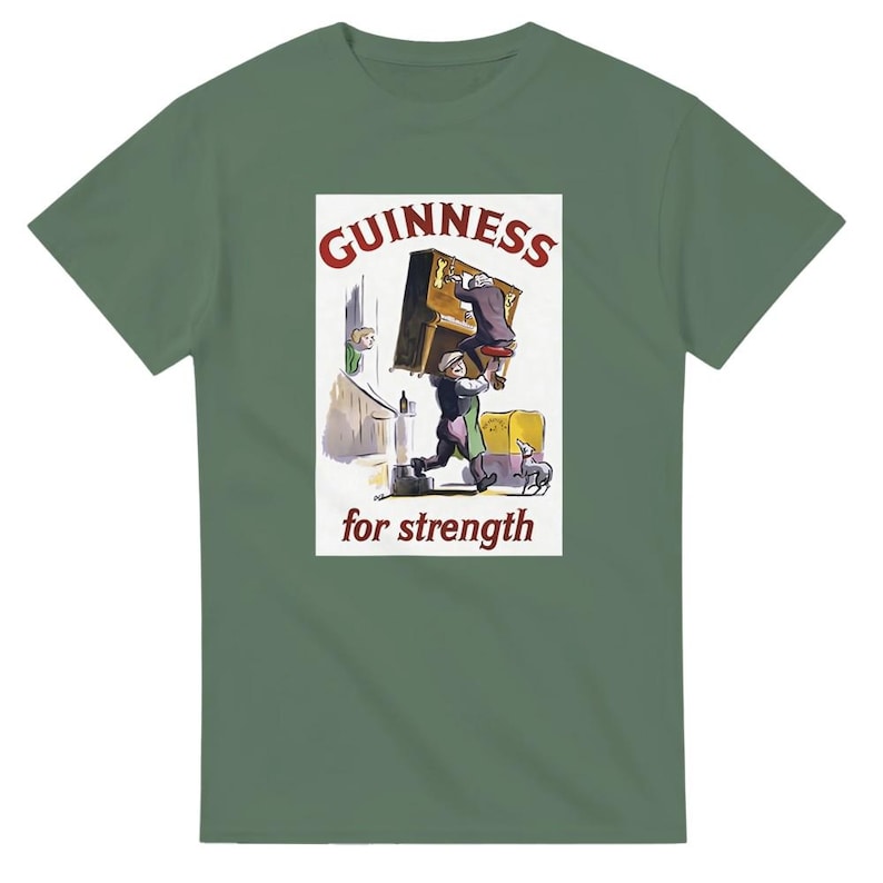 Guinness for Strength T-Shirt - Classic Cotton Casual Tee Gift for Beer Lovers Military Green