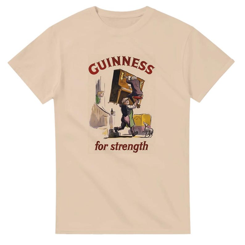 Guinness for Strength T-Shirt - Classic Cotton Casual Tee Gift for Beer Lovers Natural