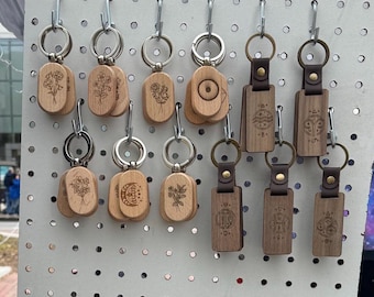 Personalized Zodiac Wooden Keychain – Walnut Finish with Brass Hardware | Custom Astrology Gift for Him or Her