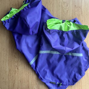 Stylish Dog Raincoat with Hood - Easy to Fasten, Reflective Strip. Dog Jacket with Custom Sizing and Personalization. Custom Pet Windbreaker