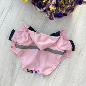 Stylish Dog Raincoat with Hood - Easy to Fasten, Reflective Strip. Dog Jacket with Custom Sizing and Personalization  Custom Pet Windbreaker