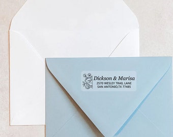 Etiquettes d'adresse transparentes, Etiquettes d'adresse de mariage personnalisées de haute qualité, Etiquettes d'adresse autocollantes pour enveloppes, Étiquettes fleuries