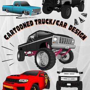 Custom Car/Truck Digital Design, Vehicle Design, Custom Vehicle Cartoon Drawing, Made to Order Digital Vehicle Artwork