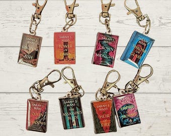 Throne Of Glass Series Mini Book Charms, Sarah J Mass Bookish Accessories, Miniature Book Keychains