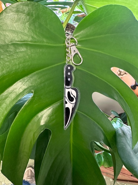 Scream Ghostface Knife Keychain, Halloween Bag Charm, Spooky Bag Accessory