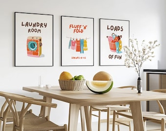 Laundry Room Art Prints: Trendy Home Decor SET OF 3 (Digital Download)