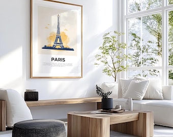Paris Eiffel Tower Print: Minimalist France Wall Art (Digital Download)