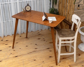 Rectangle Teak Wooden Home Desk Table, Rustic Office Computer Table Furniture, Mid Century Modern Home Working Desk, Small Lap Writing Desk