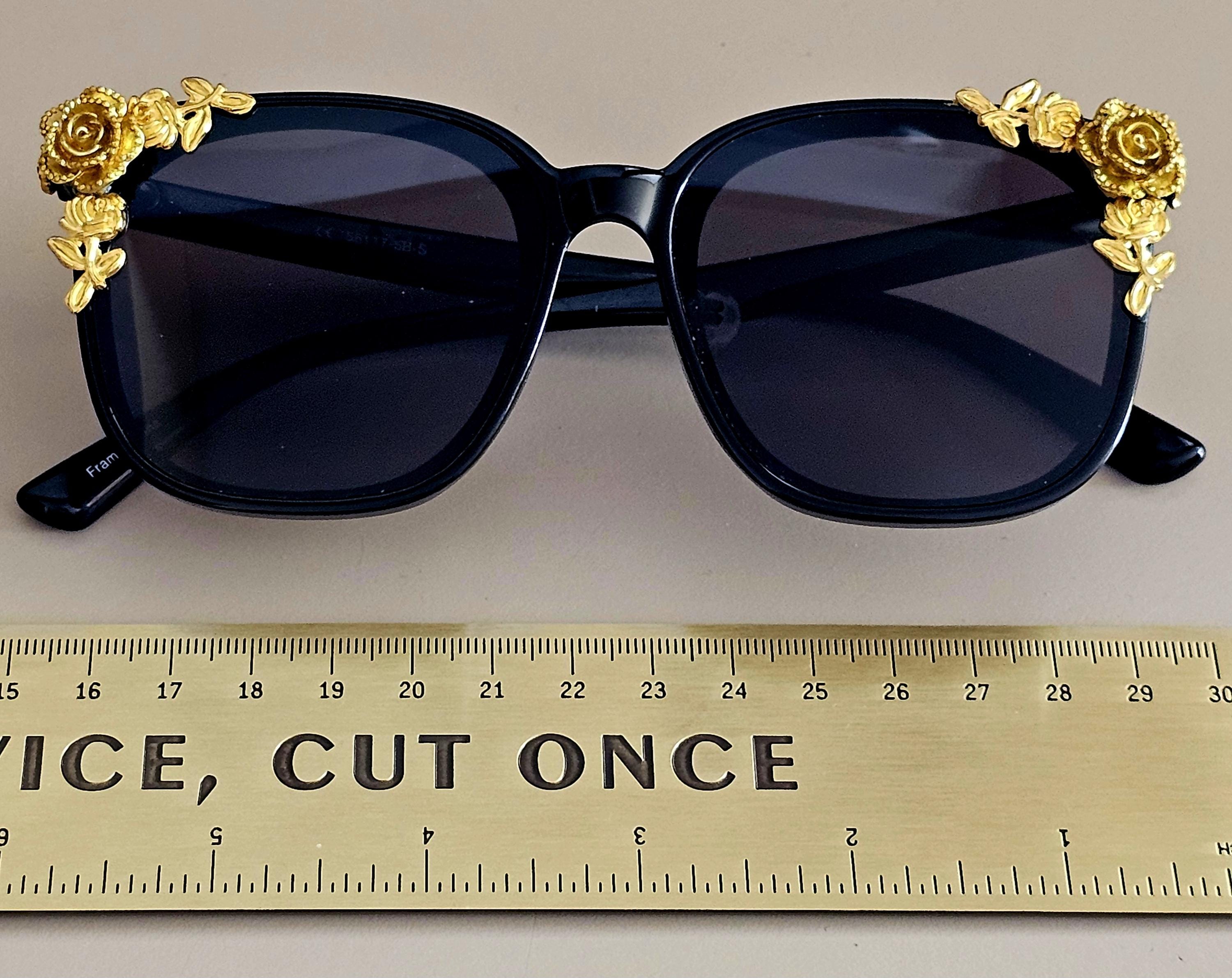 Black and Gold Square Sunglasses - Etsy
