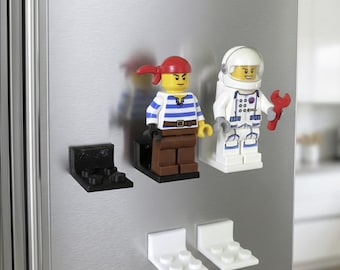 Expositor de minifiguras: soporte magnético para figuras de ladrillos, ideal para nevera, escritorio y oficina.