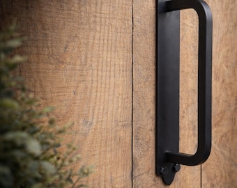 Arched Barn Door Handle: Solid Steel, Flat Black Finish