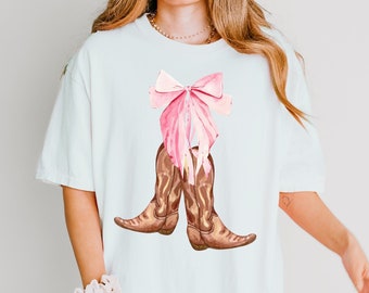 Zacht Girl Era Coquette overhemd cowboylaarzen roze strik