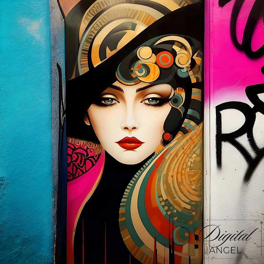 Colorful Woman Portrait Wall Art Print Abstract Girl Poster Home Decor ...