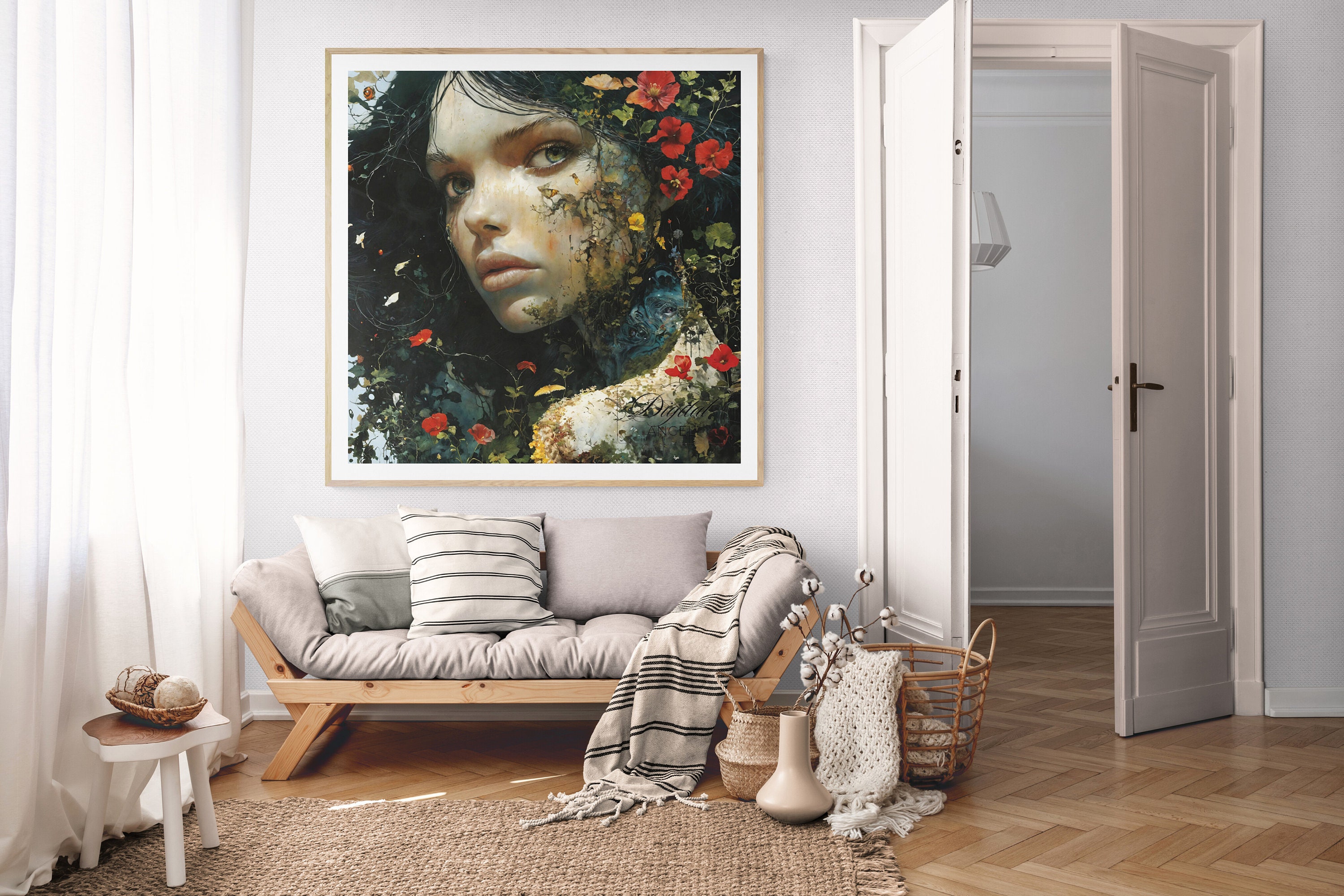 Colorful Graceful Woman Portrait Wall Art Print Abstract Girl Poster ...