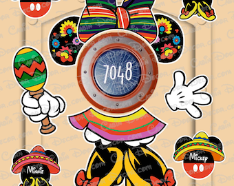 Disney Cruise Door Cinco De Mayo Mexican Minnie Mouse Magnets for