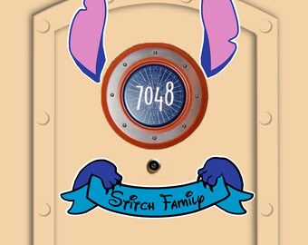 Disney Cruise Door Magnets Stitch Banner with ears personalized name banner (Real Magnets, not paper)