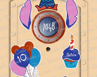 Disney Cruise Door Birthday Magnet Package (Real Die Cut Magnets, Not Laminated Paper) Personal Cupcakes, Balloons & Hat