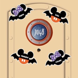 Disney Cruise Door Halloween Vampire Bat Magnets ready to be personalized Mickey and Minnie magnets ~ Stronger Magnets!