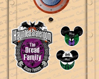 Disney Cruise Halloween Door Magnet Haunted Stateroom Sign with Custom Bat Magnets for family