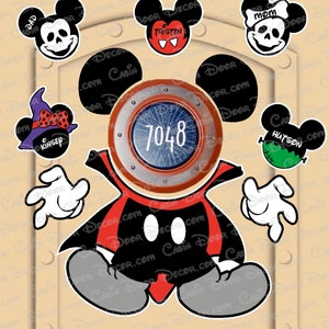 Disney Cruise Door Magnets Dracula Mickey for Halloween with personalized Mickey and Minnie magnets for family ~ Stronger Magnets!