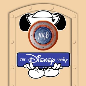 Disney Cruise Door Magnets Mickey Mouse Sailor Banner with ears and hat personalized name banner (Real Magnets, not paper)