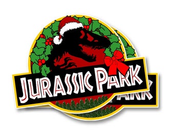 Jurassic Park Christmas Decal or Magnet - Vehicle Graphics (Pair)