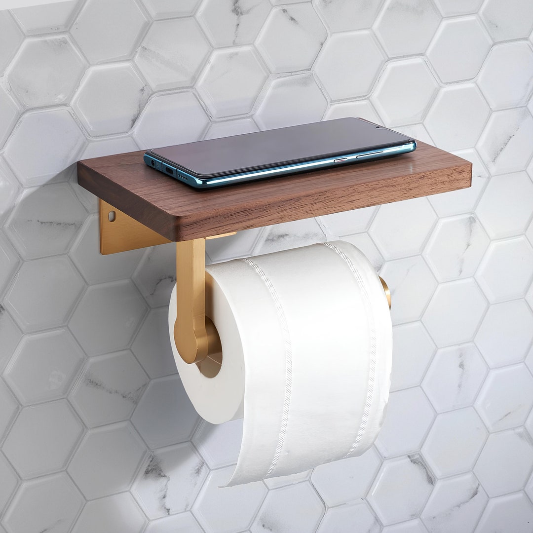 Wooden Toilet Paper Holder Wooden Toilet Roll Holder With Phone Holder ...