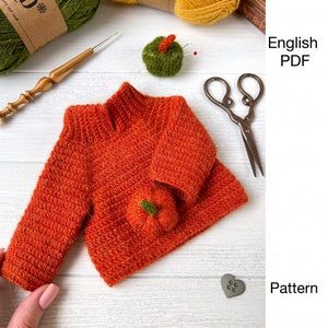 Sweater crochet pattern - PDF - crochet sweater for 10.5-12.8 inches toys - DIGITAL crochet pattern - English